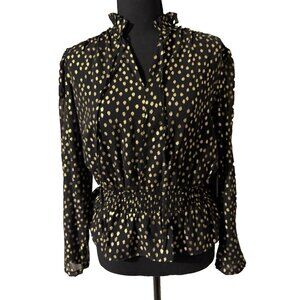 Vince Camuto Holiday Top Gold Black Sleeve Small Long Sleeve NEW